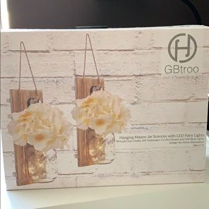 Hanging Mason Jar Scones with LED Fairy Lights